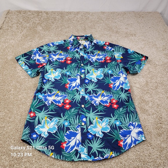 Cactus Other - Cactus Man Floral Print Button Up Short Sleeve Casual Shirt Slim‎ Fit M